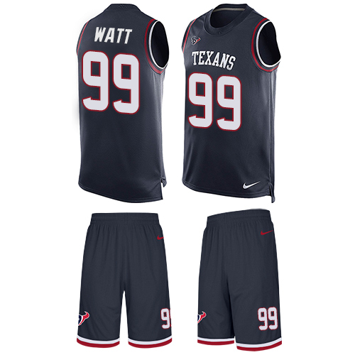 Nike Texans #99 J.J. Watt Navy Blue Team Color Men's Stitched NFL Limited Tank Top Suit Jersey - Click Image to Close